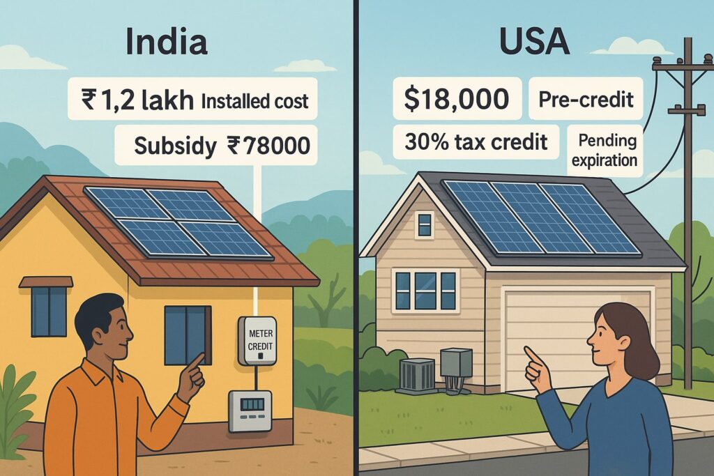 Solar panel in India vs. USA — In‑Depth Comparison (2025)
