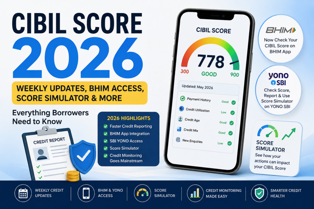 CIBIL Score 2026: Weekly Credit Updates, BHIM Access, Score Simulator & What Borrowers Need to Know